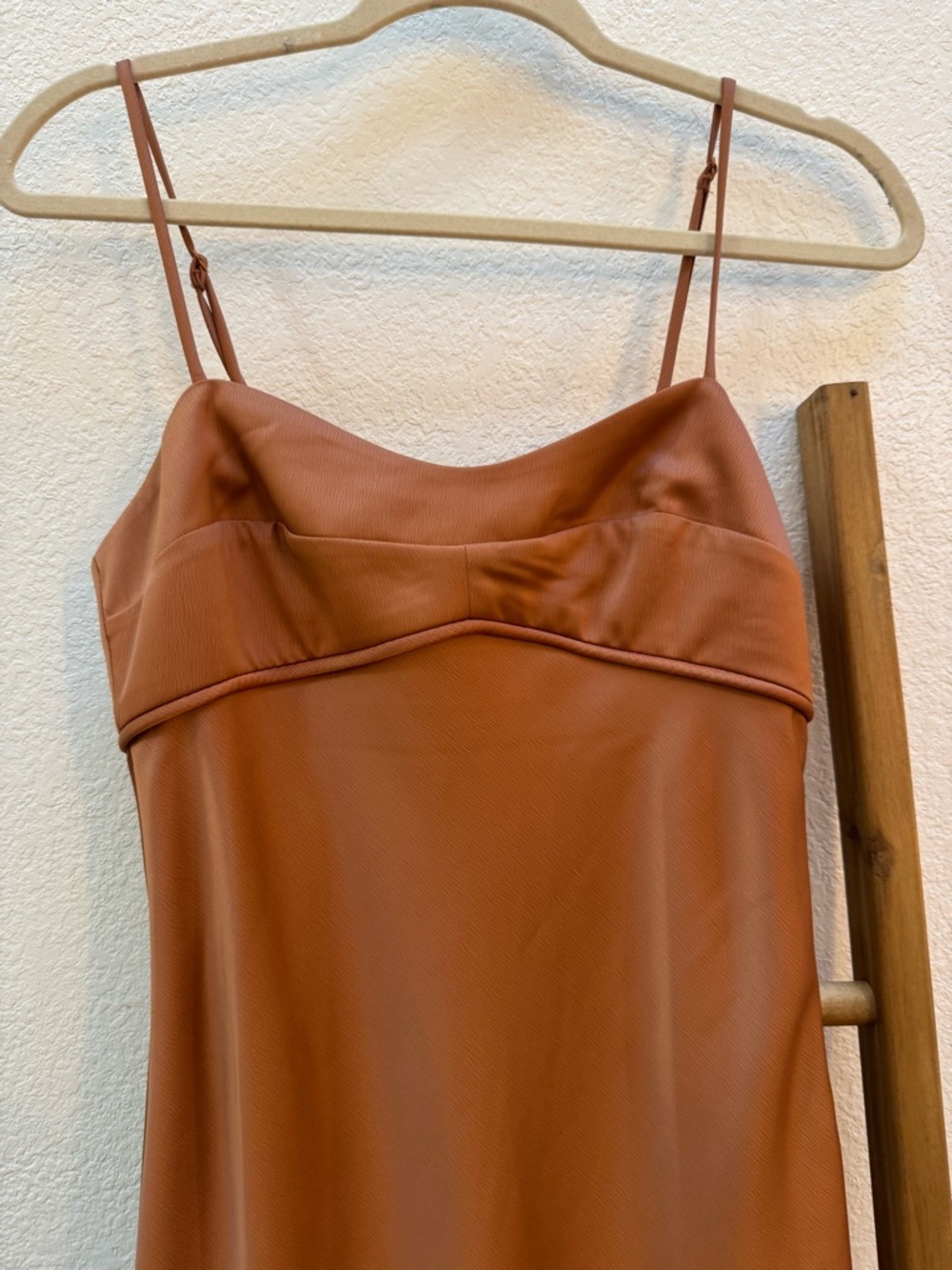 Wayf Rust-Brown Slip Midi Dress - Picture 3 of 8